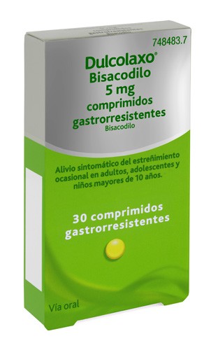 Dulcolaxo bisacodilo 5 mg 30 comprimidos gastrorresistentes (+ 10 años)
